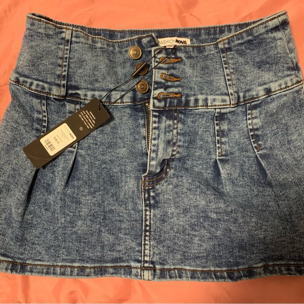 Fashion Nova Blue Pleated Mini Skirt for Night Out